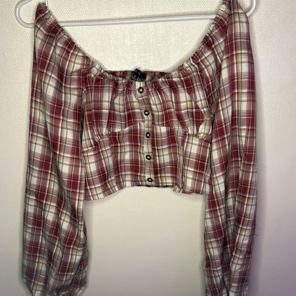 Plaid Off-Shoulder Top